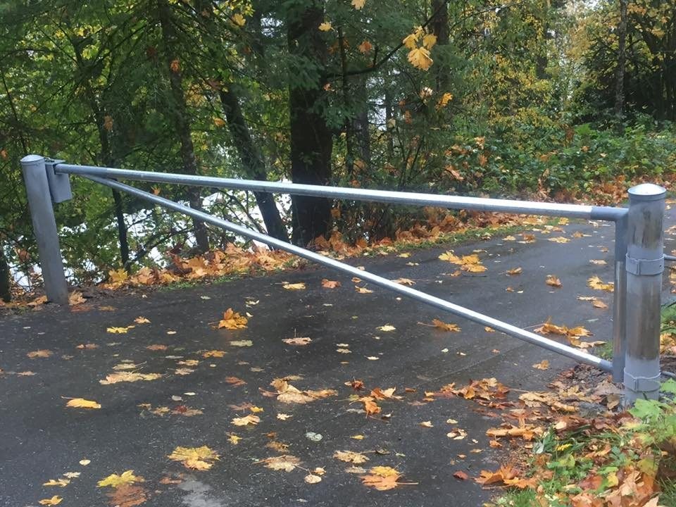 Cross-braced barrier gate in Chilliwack — LS Fencing & Metal Work archive photograph